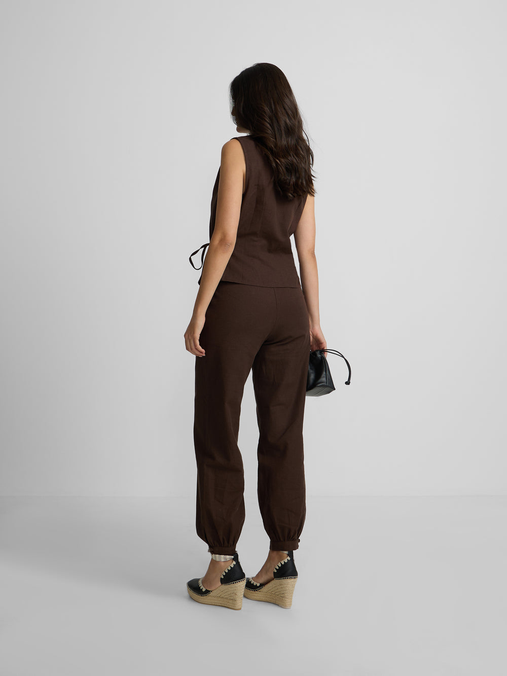 Brown linen harem pants