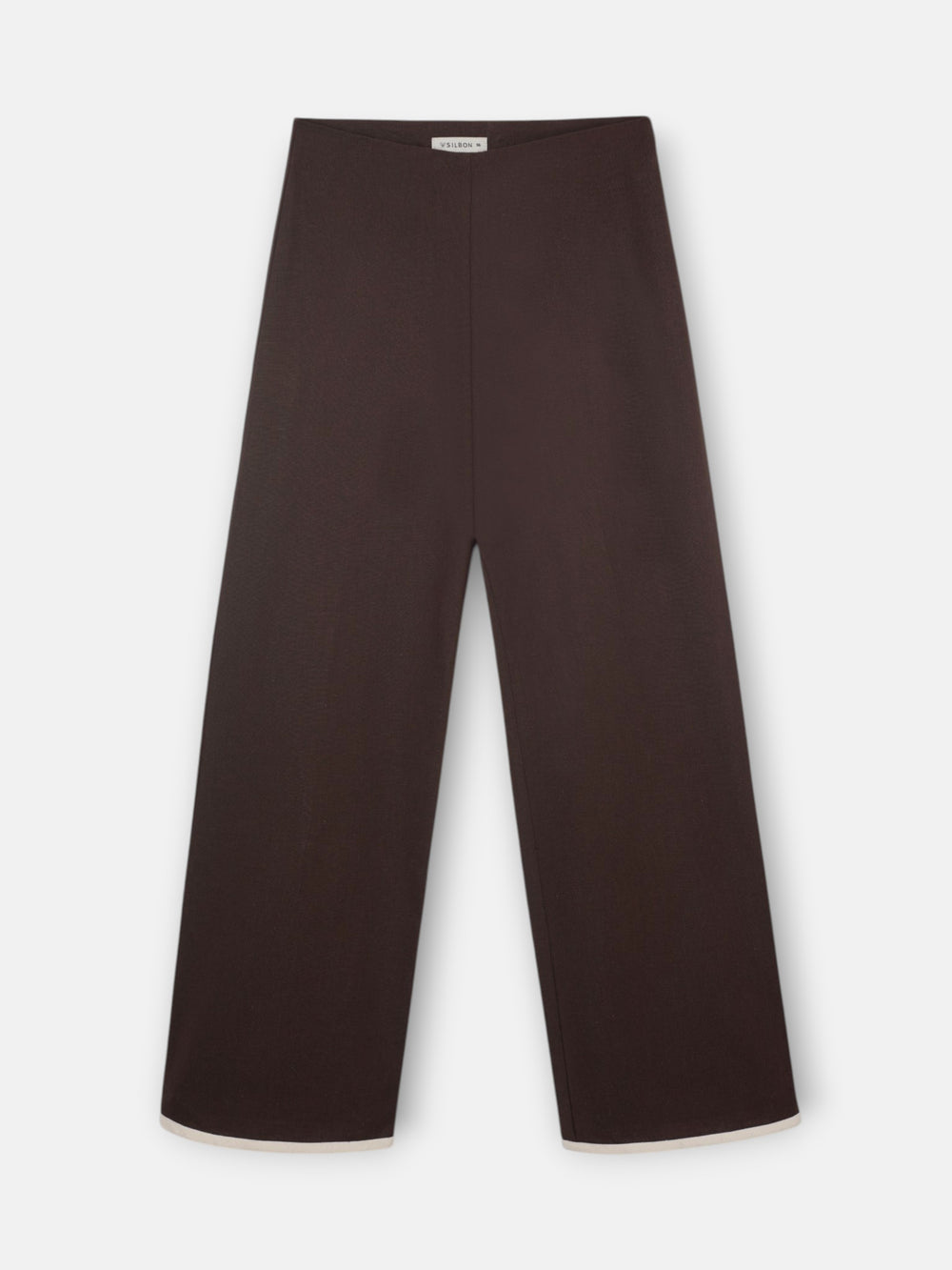 Pantalon recto lino marron
