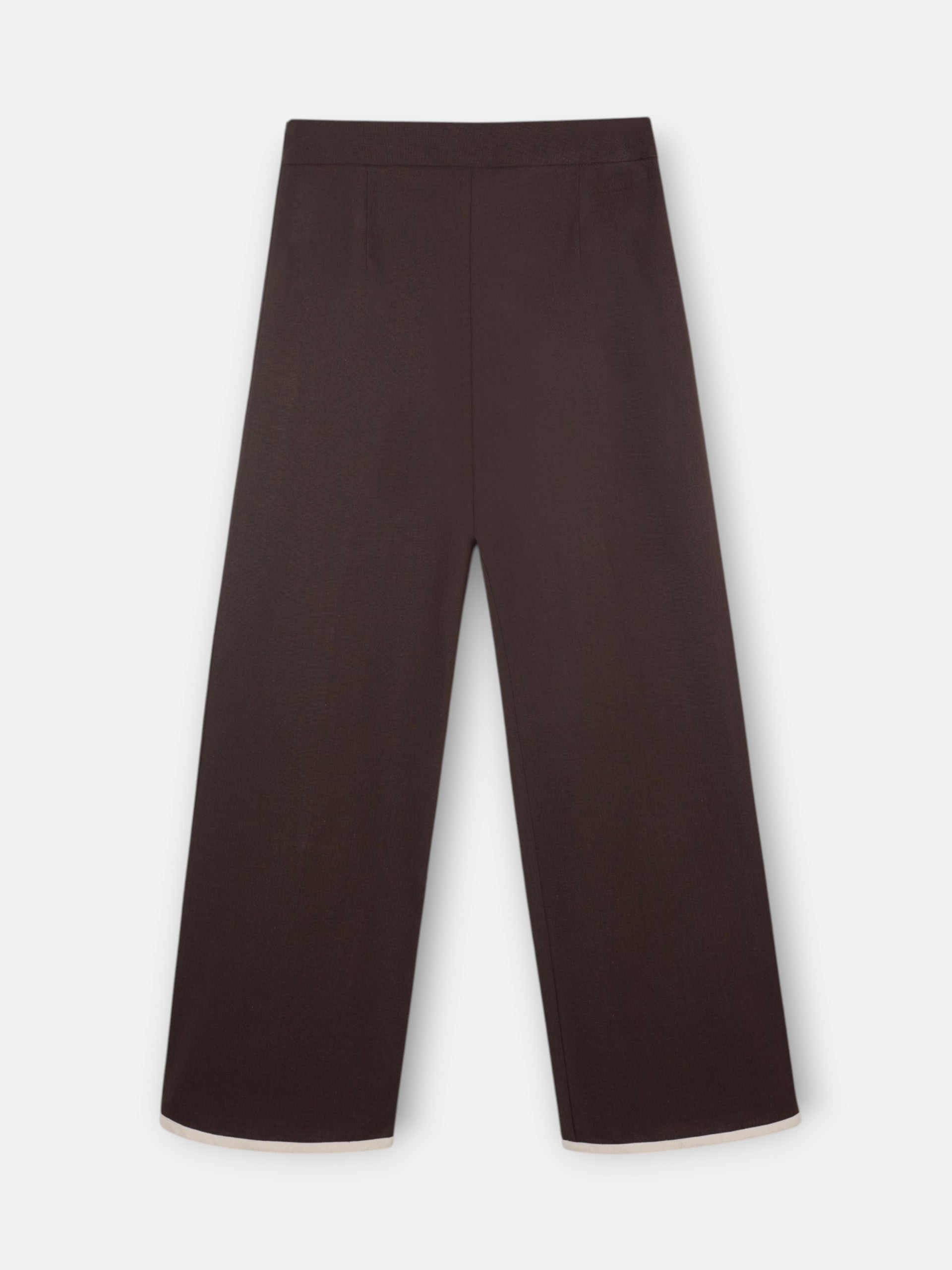 Pantalon recto lino marron