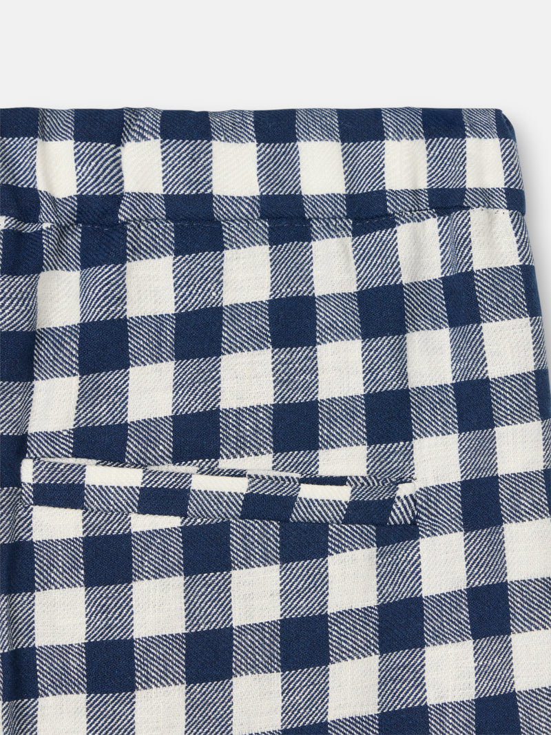 Navy vichy belt loop trousers