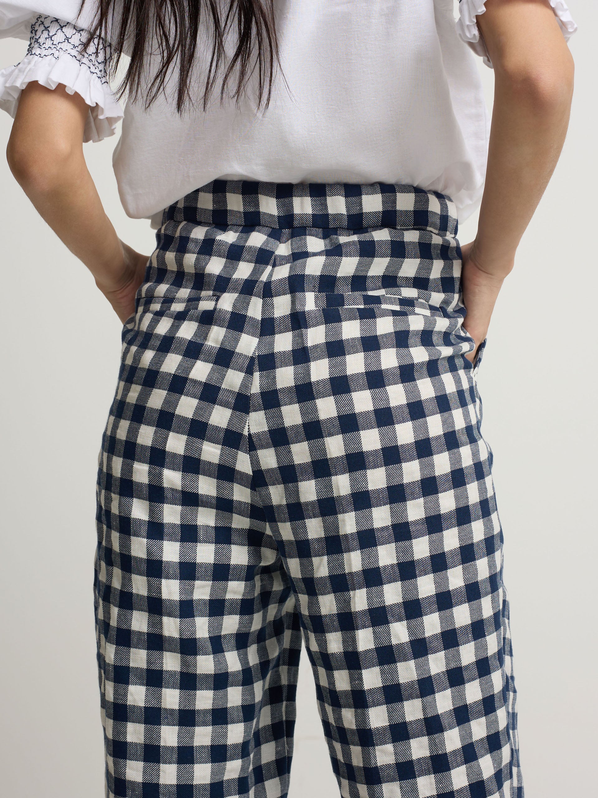 Pantalon trebilla vichy marino