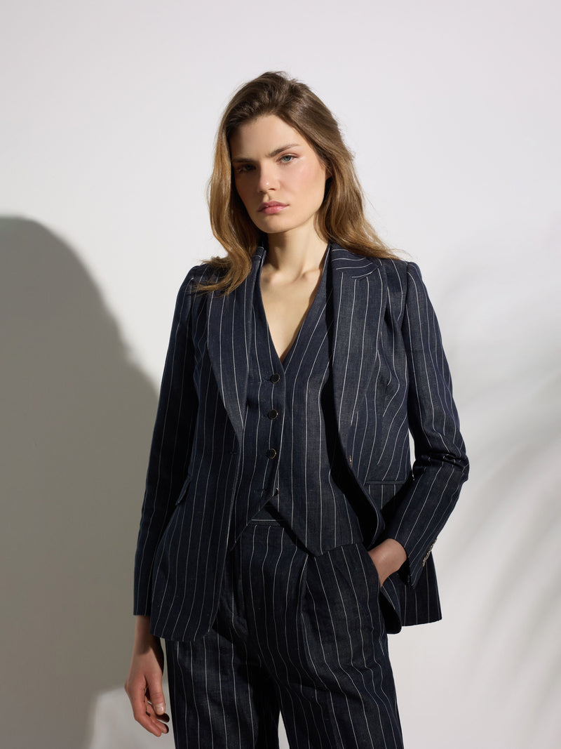 Unique grey pinstripe blazer