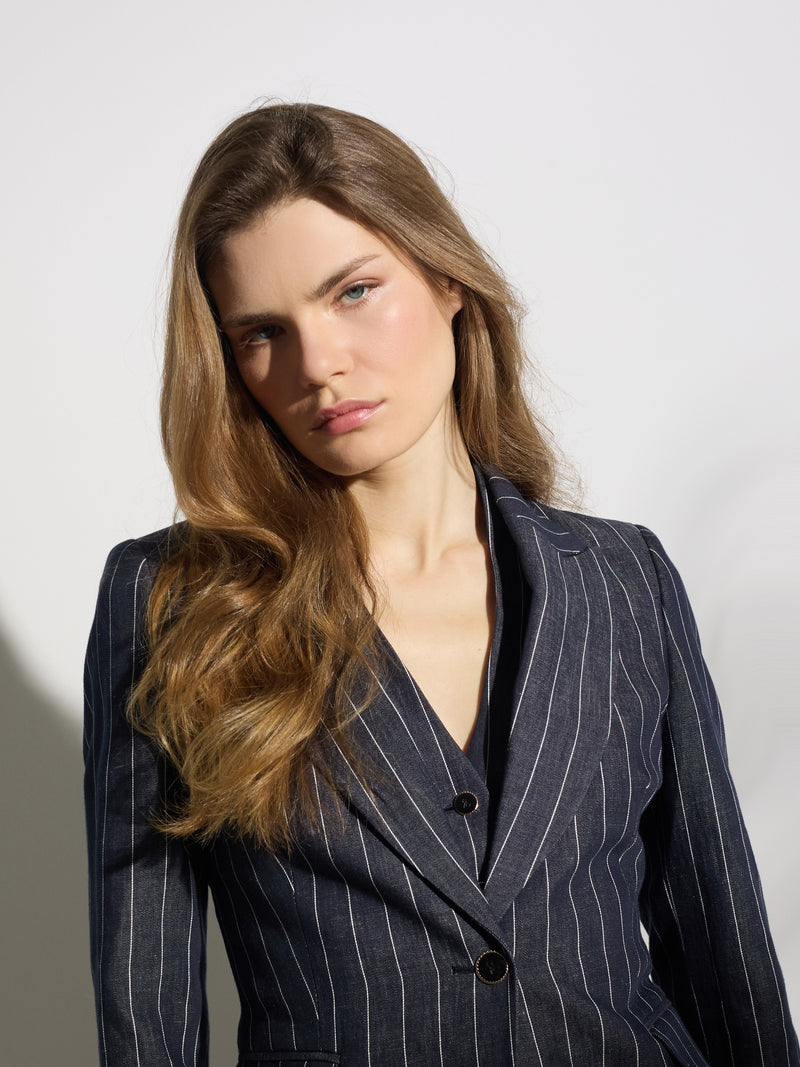 Unique grey pinstripe blazer