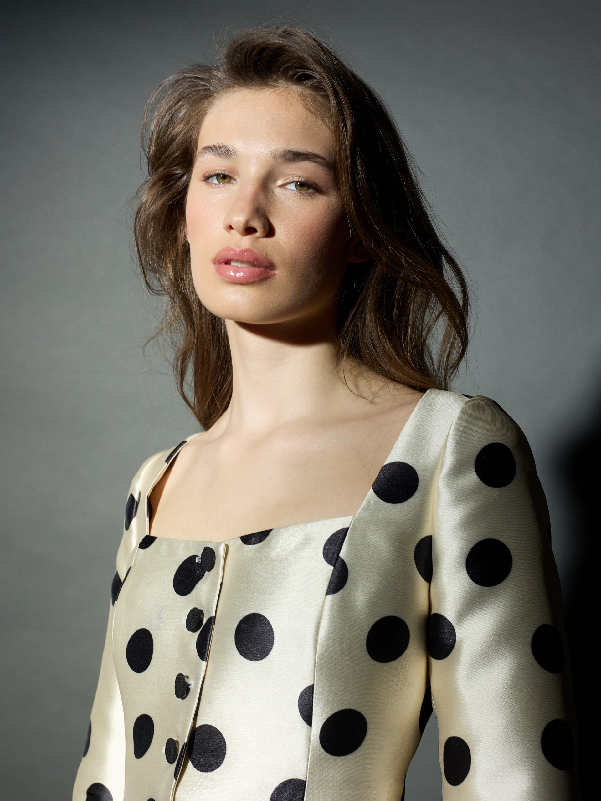 CaprilexSilbon black polka dot mikado jacket