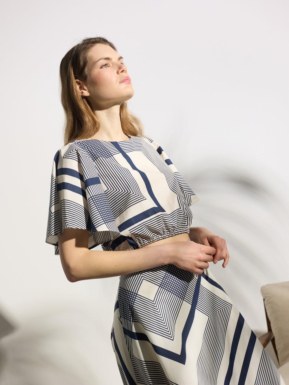 Blouse imprimée bleue unique