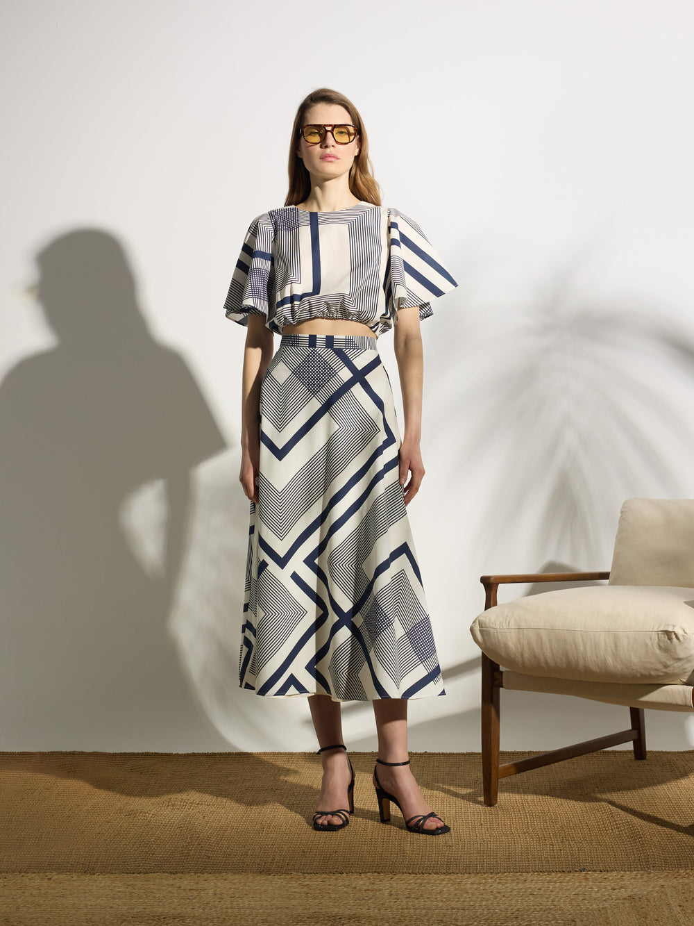 Blouse imprimée bleue unique