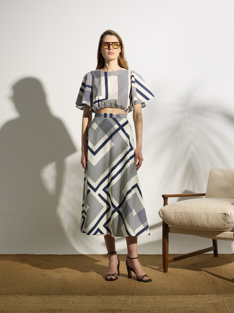 Unique blue print blouse