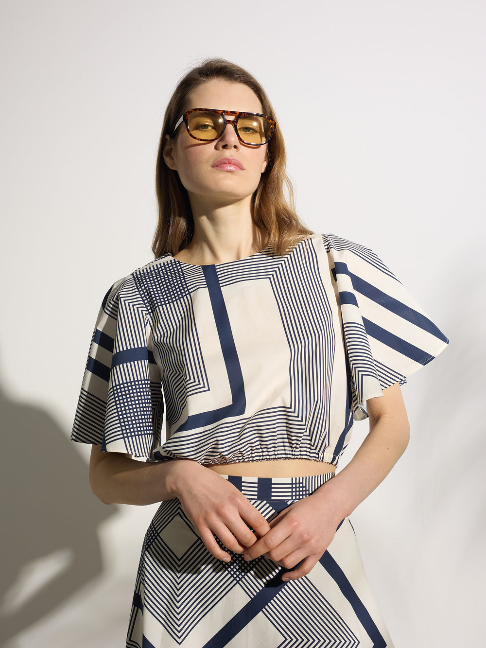 Blouse imprimée bleue unique