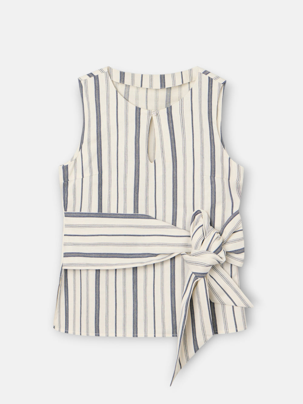 Haut à rayures uniques bleues et beiges