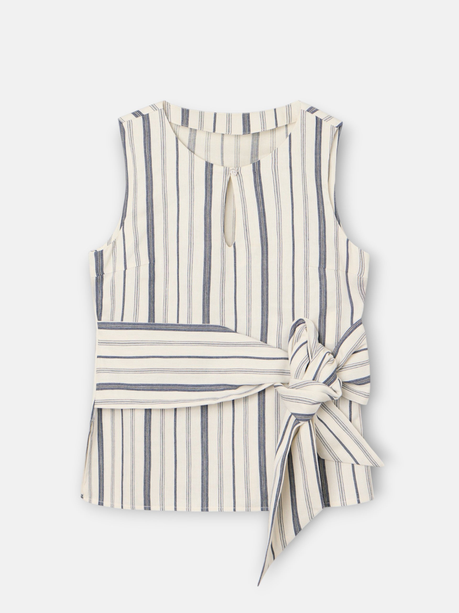 Top unique knot stripes blue and beige