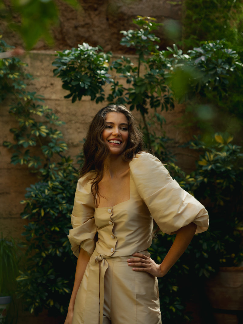 Beige puff sleeve blouse event collection