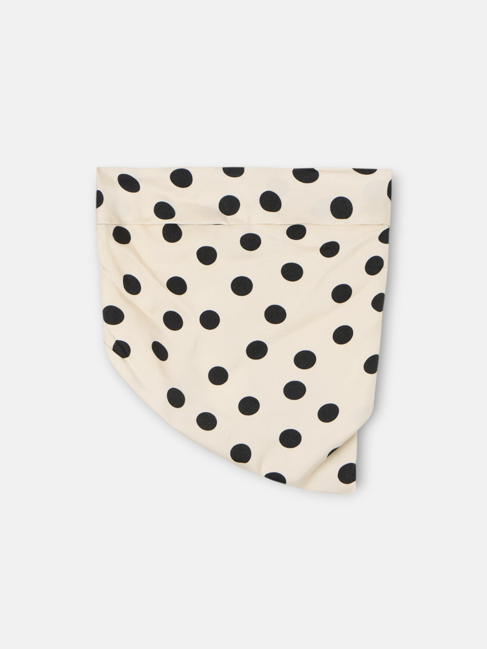 Black and white polka dot strapless top