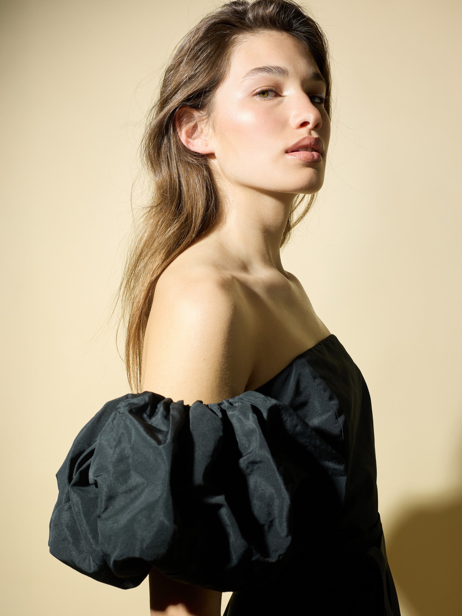 CaprilexSilbon black taffeta top