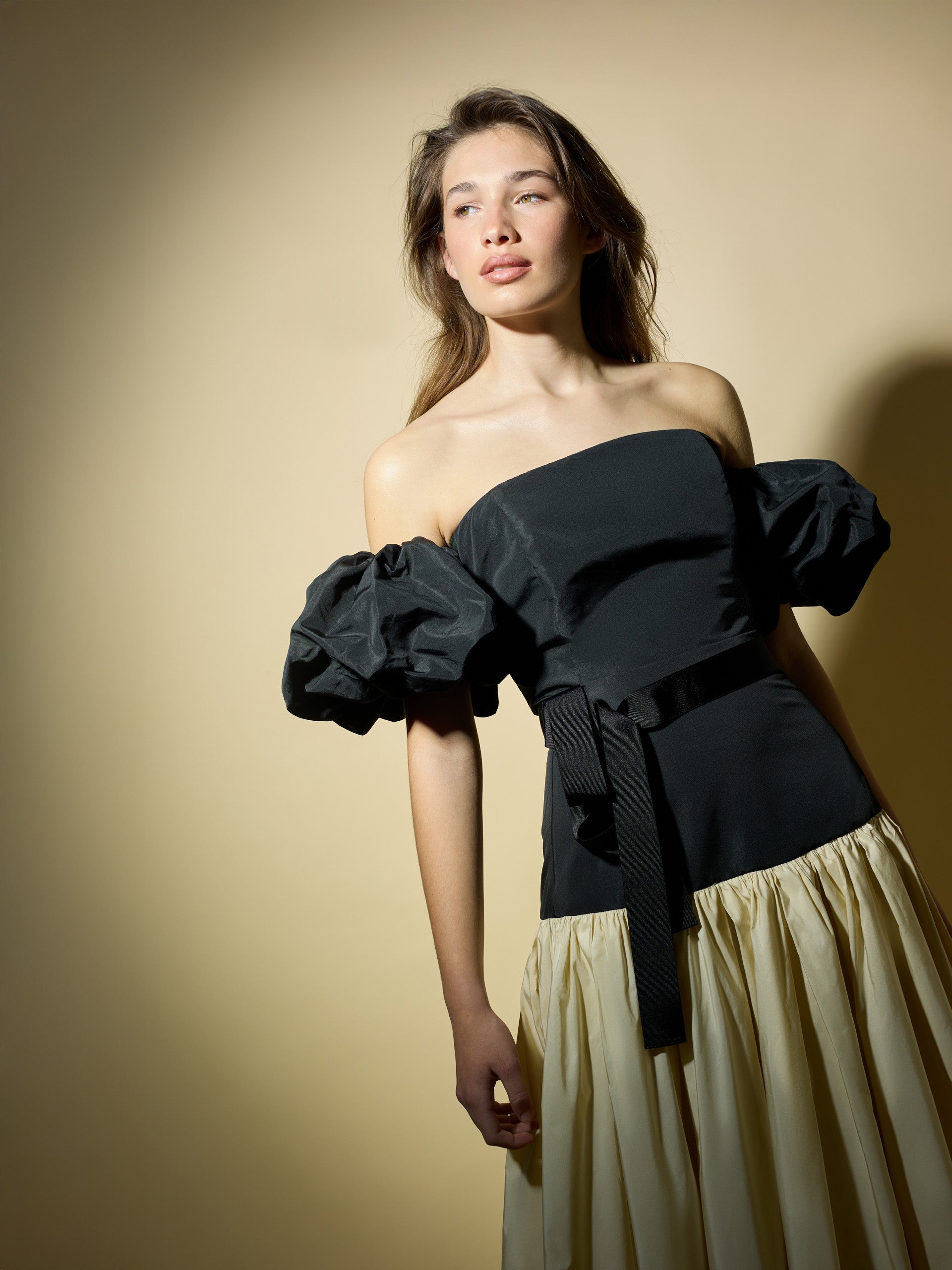 CaprilexSilbon black taffeta top