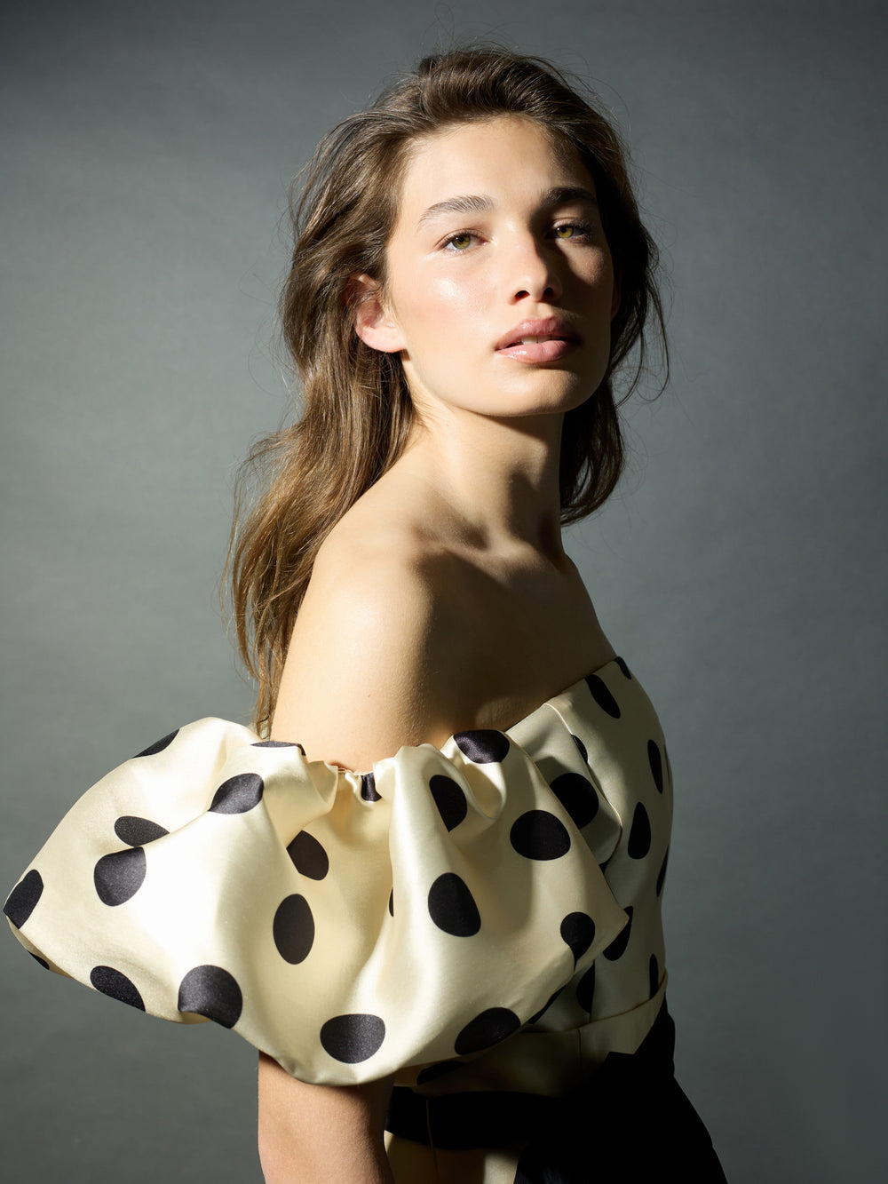 Top CaprilexSilbon mikado vainilla y negro