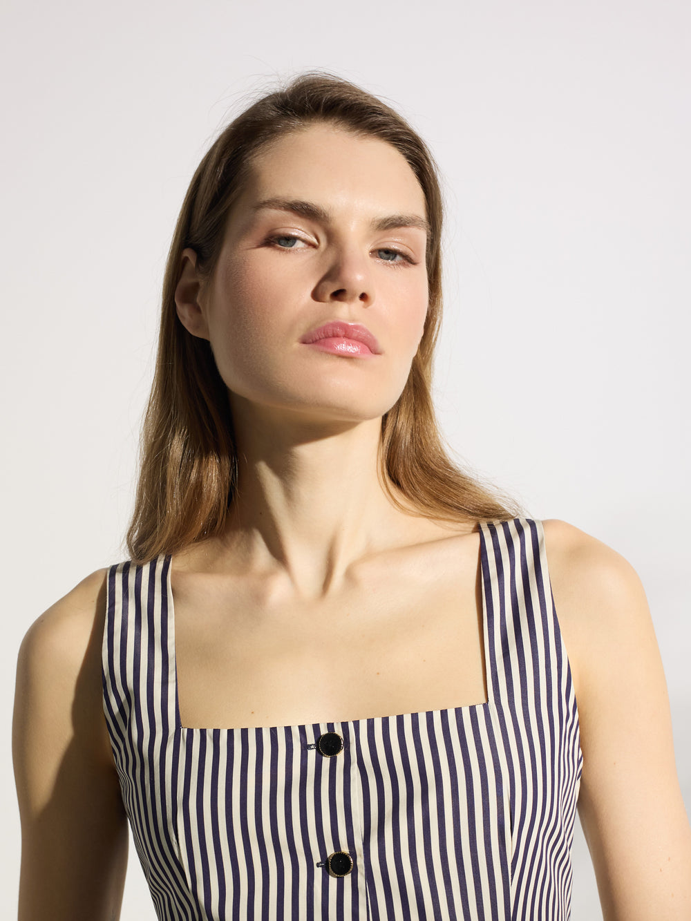 Chaleco unique rayas azul marino y blanco