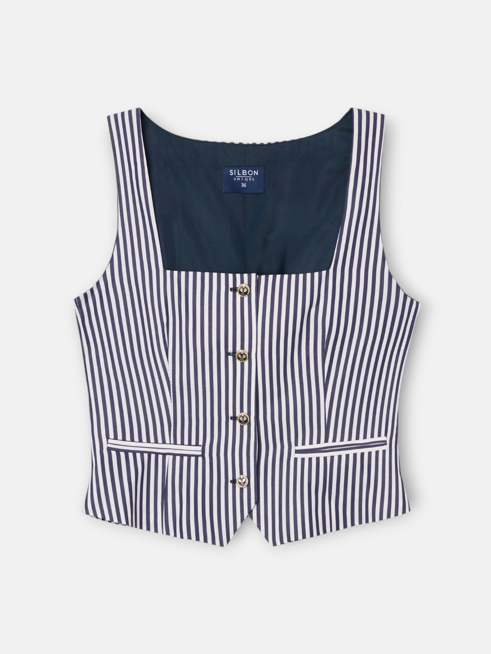 Chaleco unique rayas azul marino y blanco