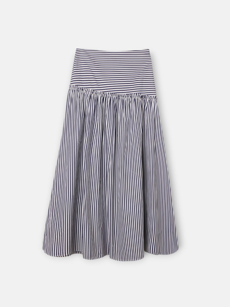 Falda midi unique rayas azul marino