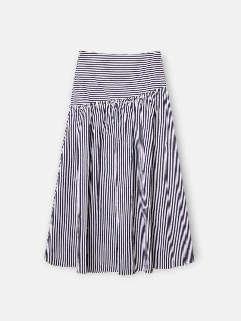 Falda midi unique rayas azul marino