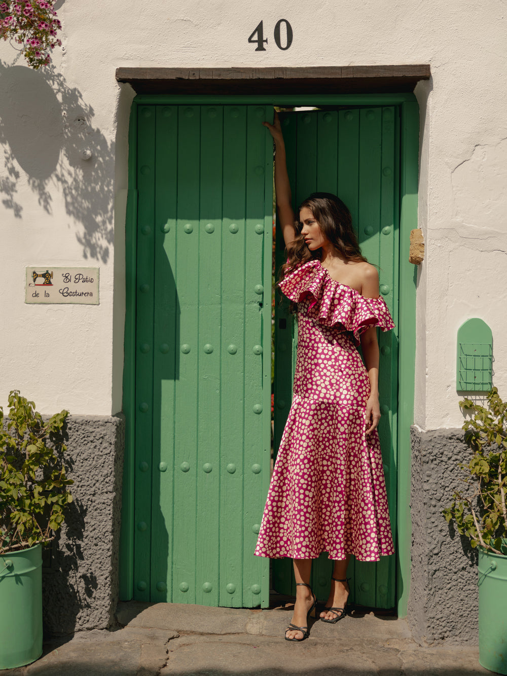 Falda event collection midi estampado morado