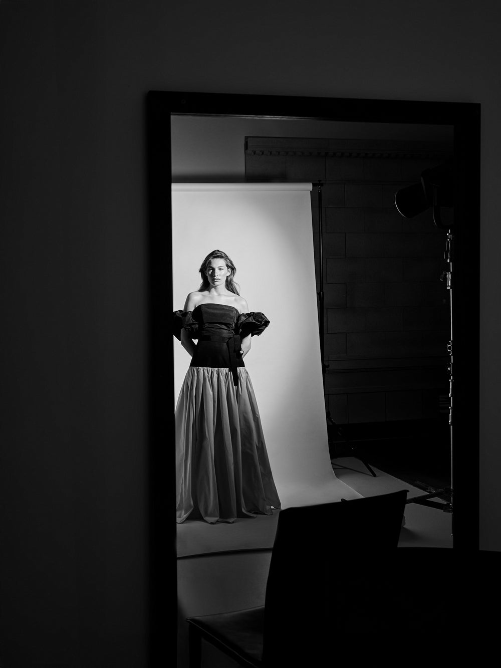 Falda CaprilexSilbon tafeta vainilla y negro