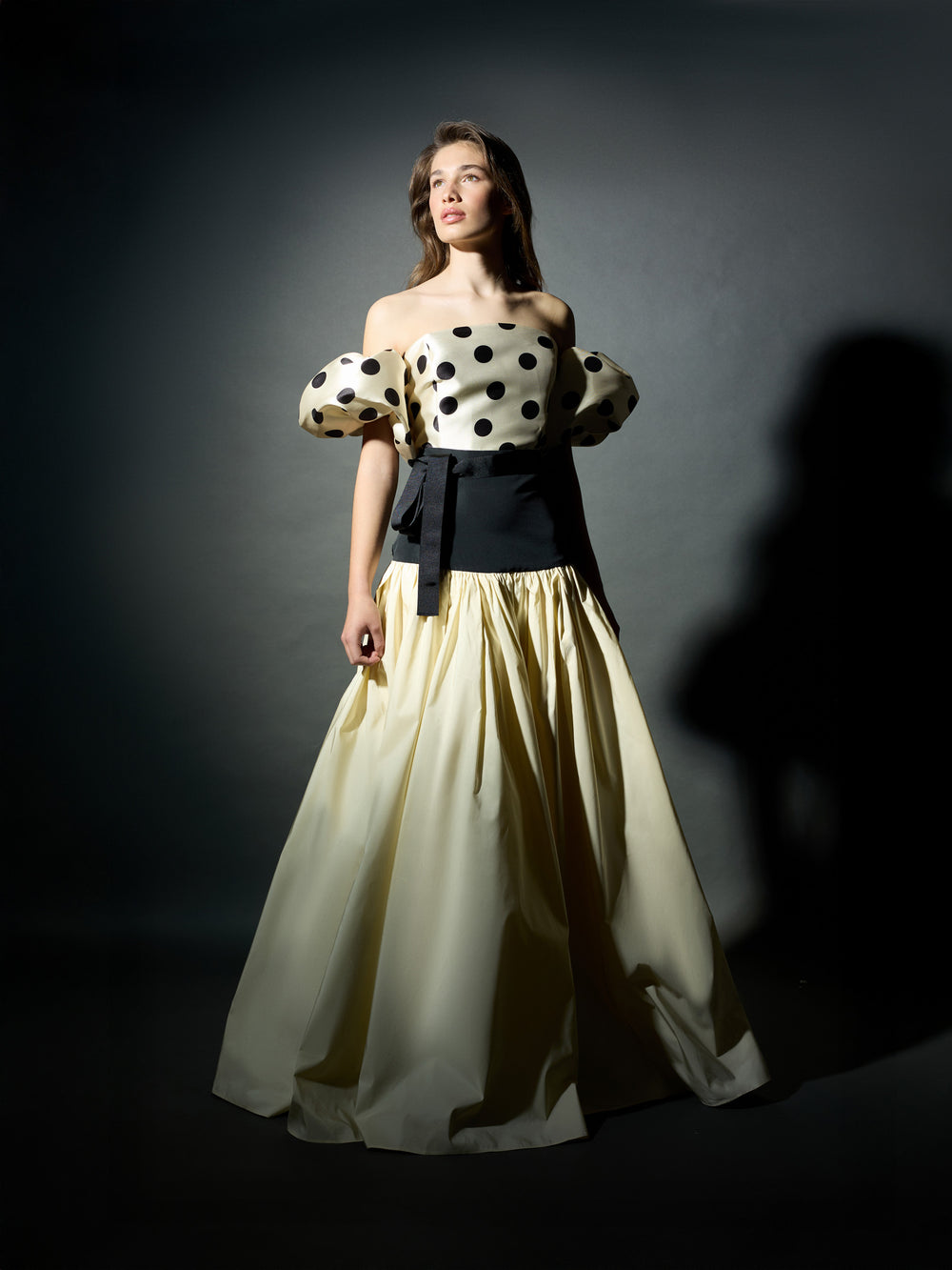 Falda CaprilexSilbon tafeta vainilla y negro