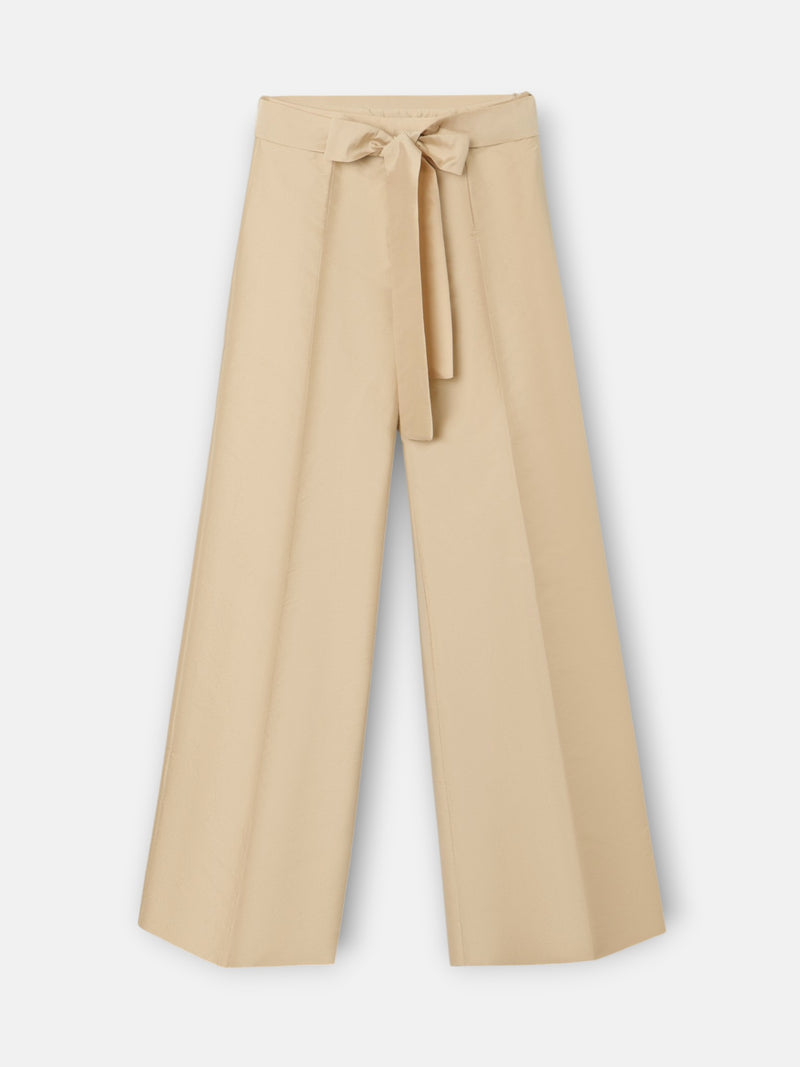 Beige taffeta event collection trousers