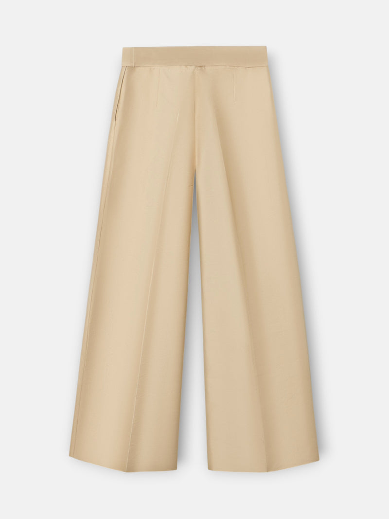 Beige taffeta event collection trousers