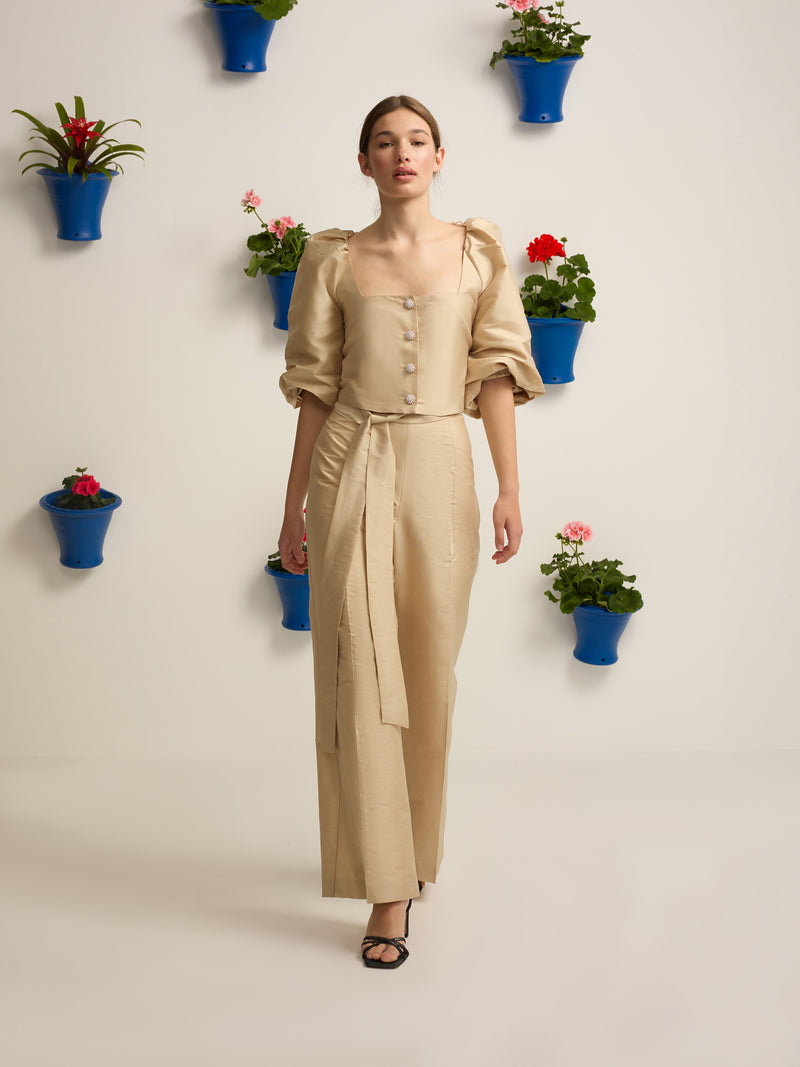 Beige puff sleeve blouse event collection