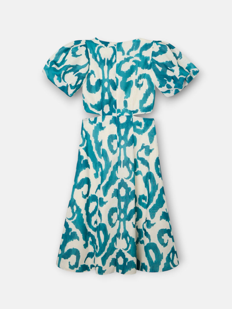 Robe de la collection événementielle à découpes imprimé vert