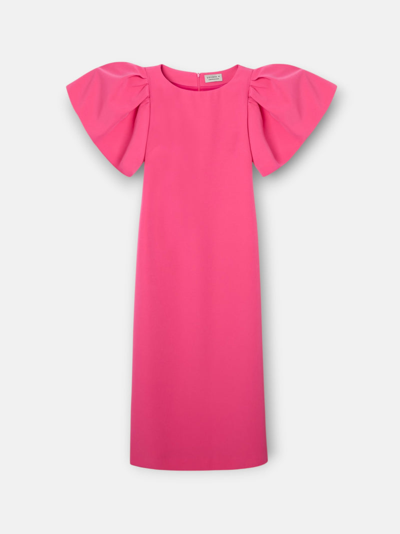 Vestido event collection midi manga abullonada rosa