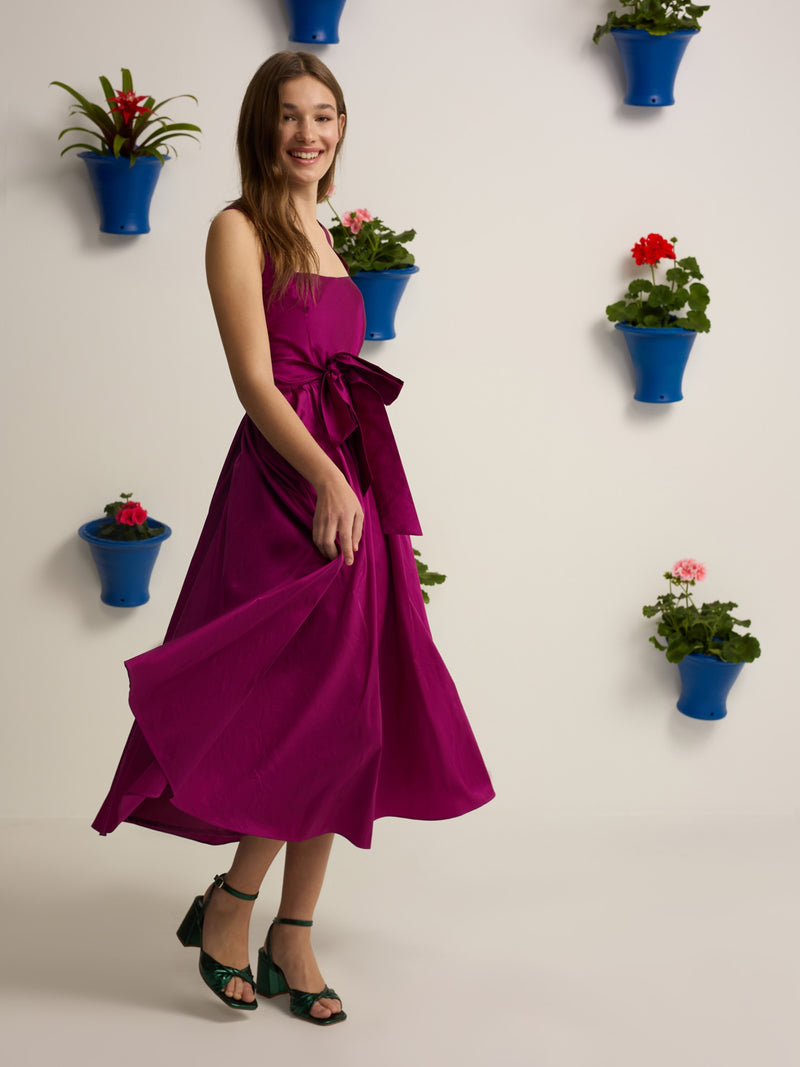 Vestido coleção de eventos tafetá roxo