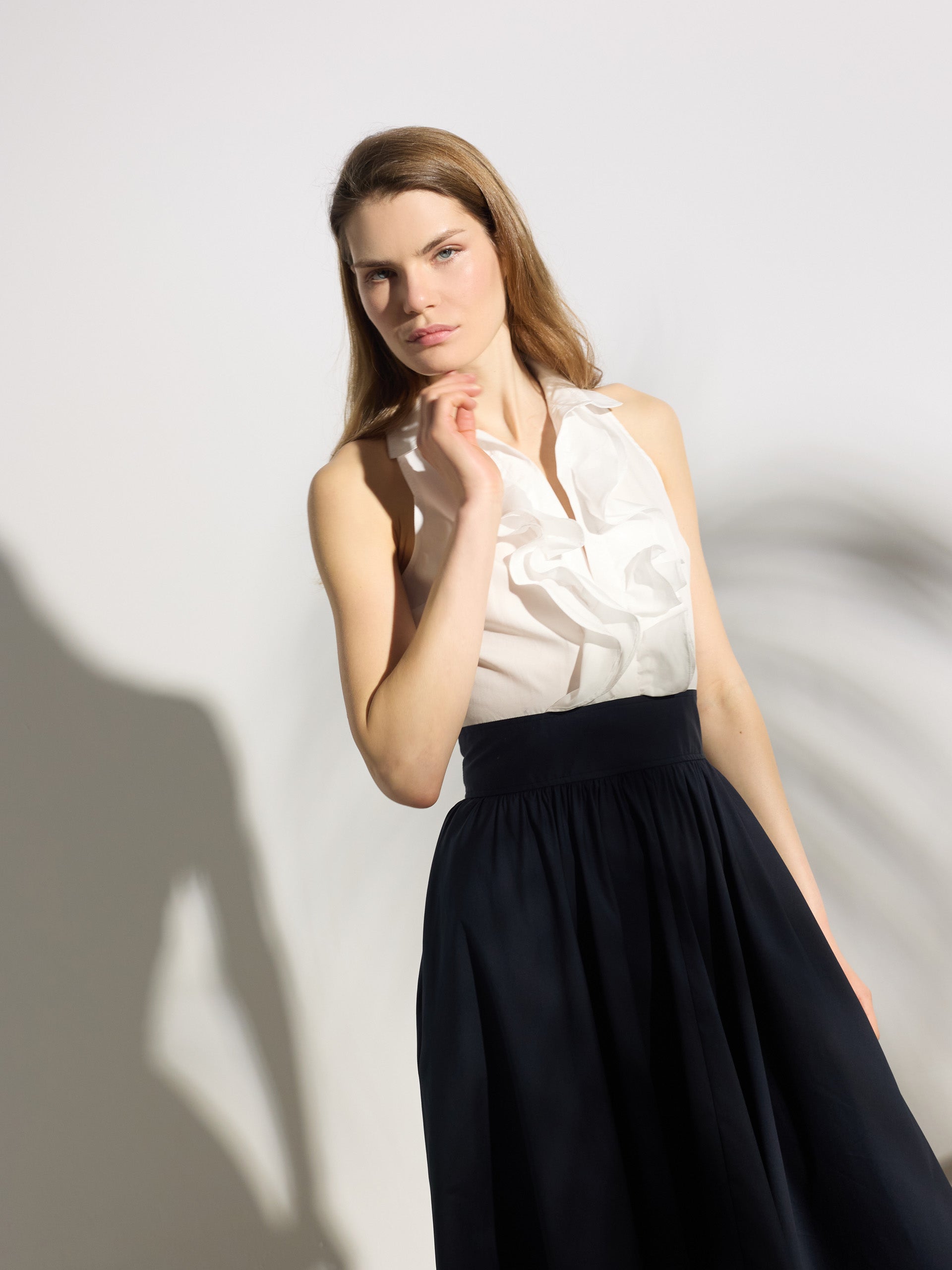 Vestido unique camisero azul marino y blanco