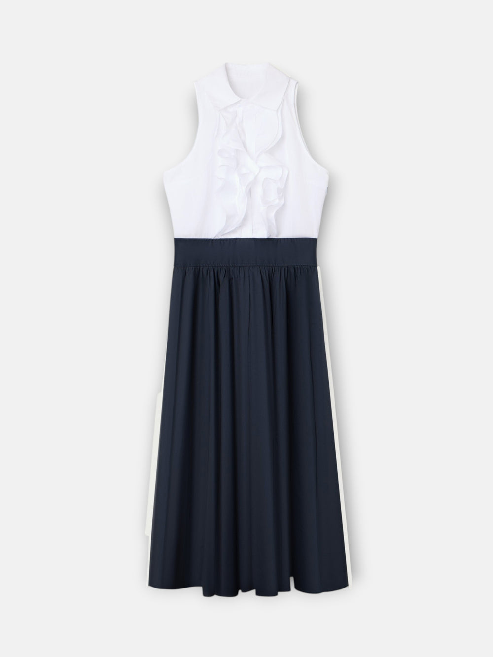 Robe-chemise unique bleu marine et blanche