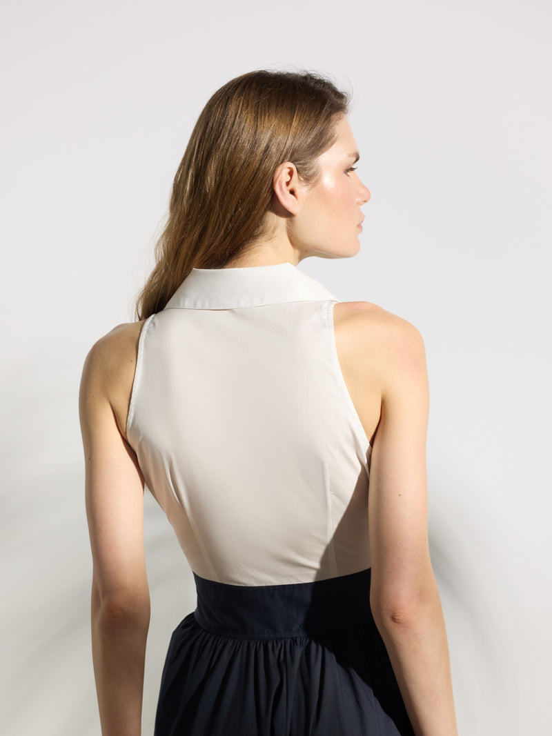 Vestido unique camisero azul marino y blanco