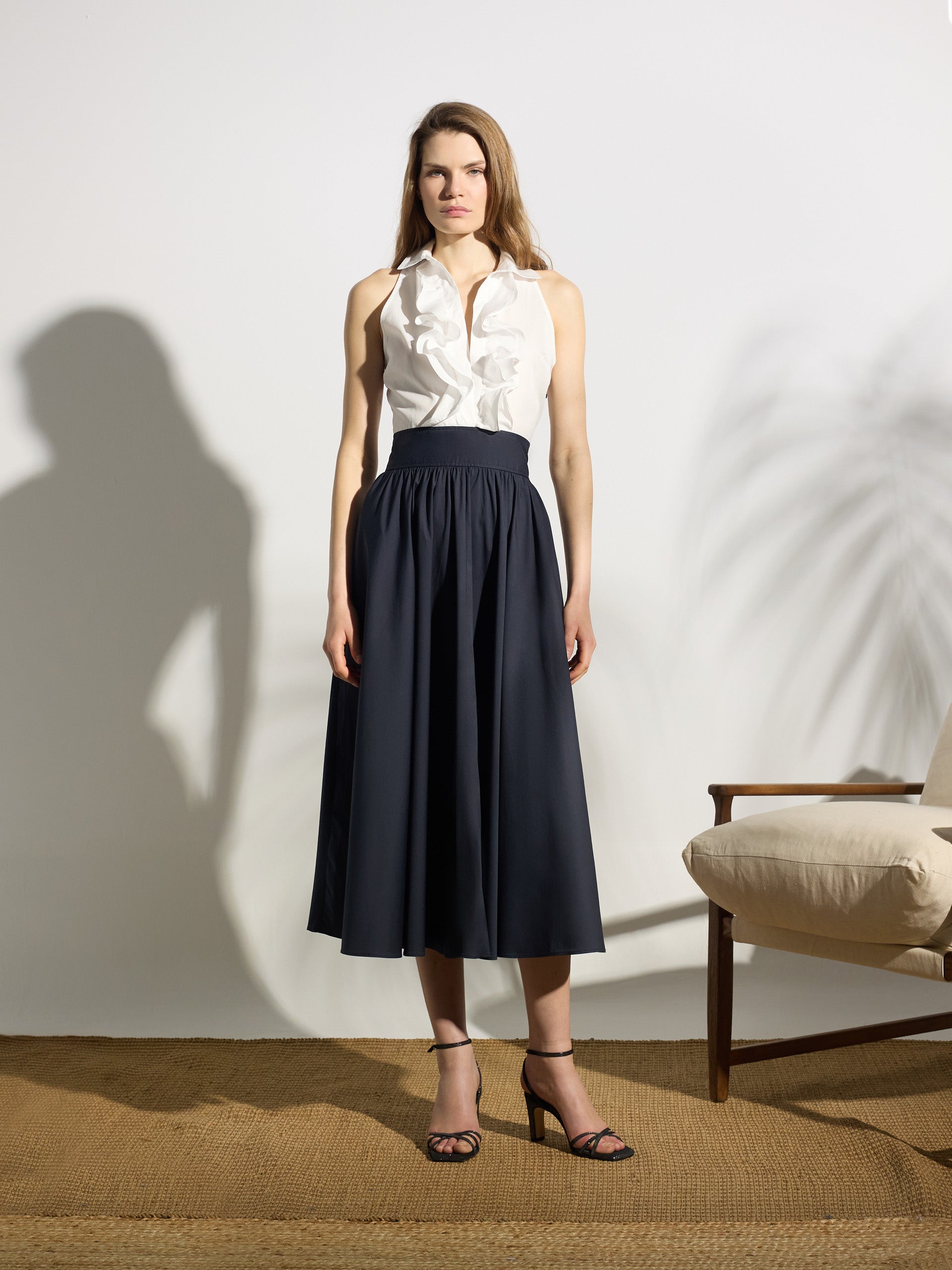 Vestido unique camisero azul marino y blanco