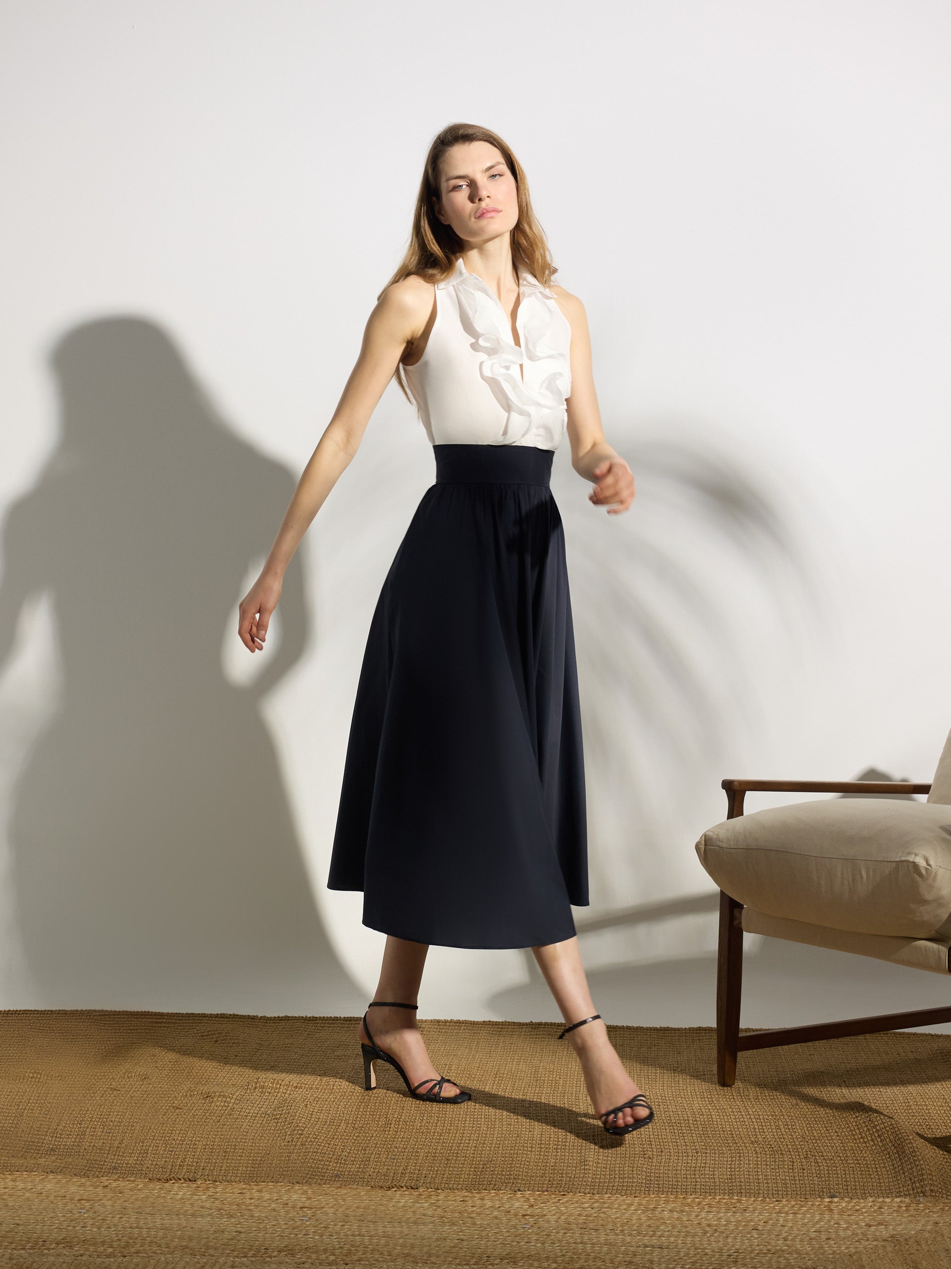 Vestido unique camisero azul marino y blanco