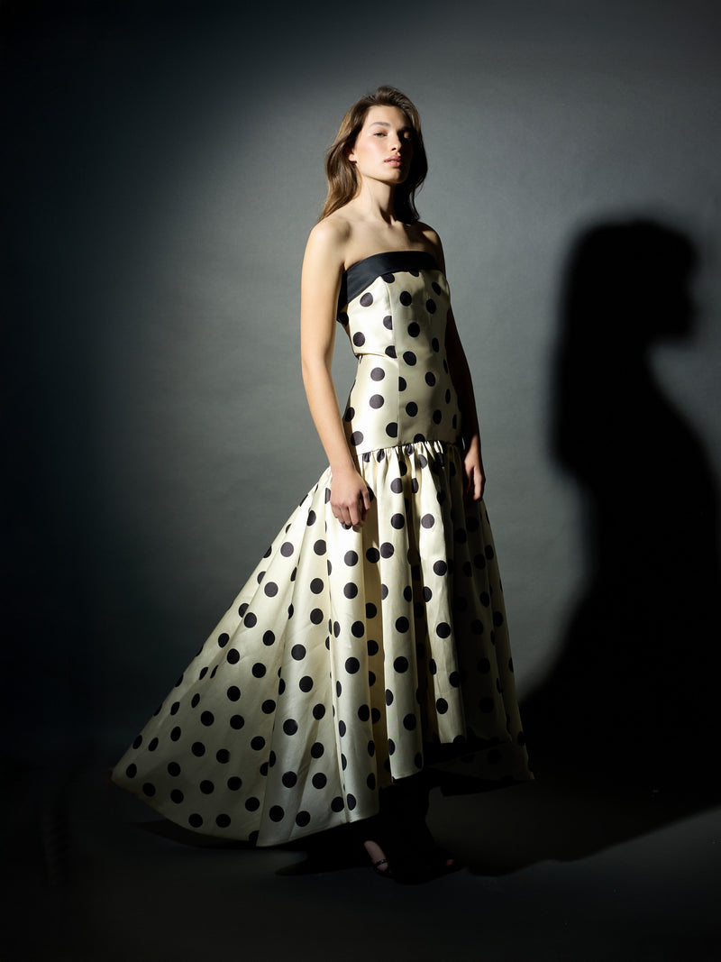 Robe CaprilexSilbon à pois vanille et noir