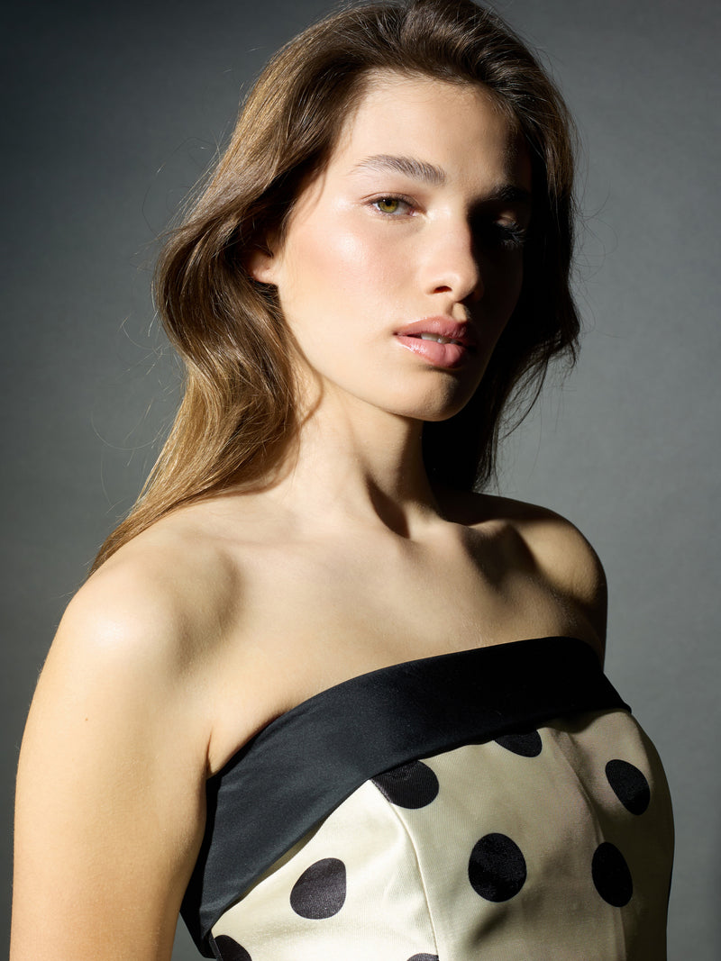 Robe CaprilexSilbon à pois vanille et noir