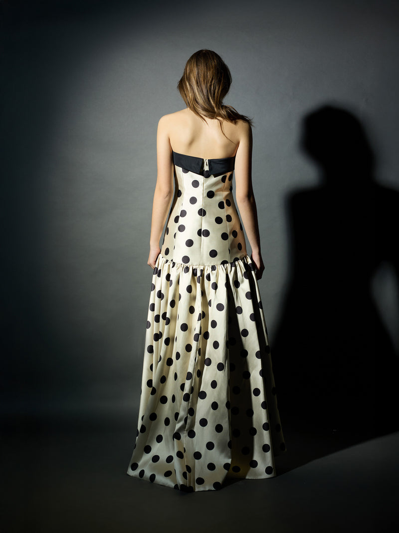 Robe CaprilexSilbon à pois vanille et noir