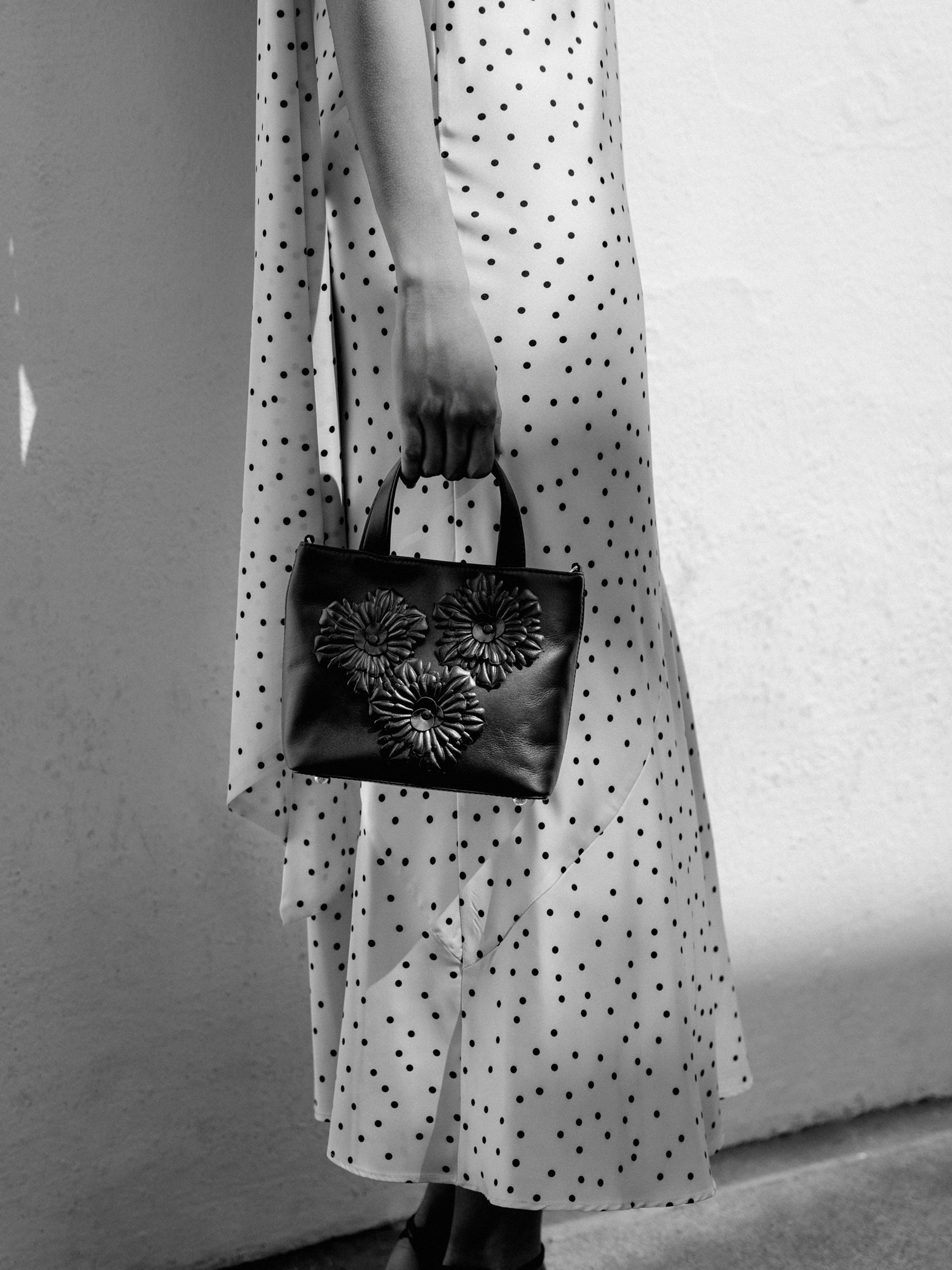 Sac de soirée en nappa noir à anses