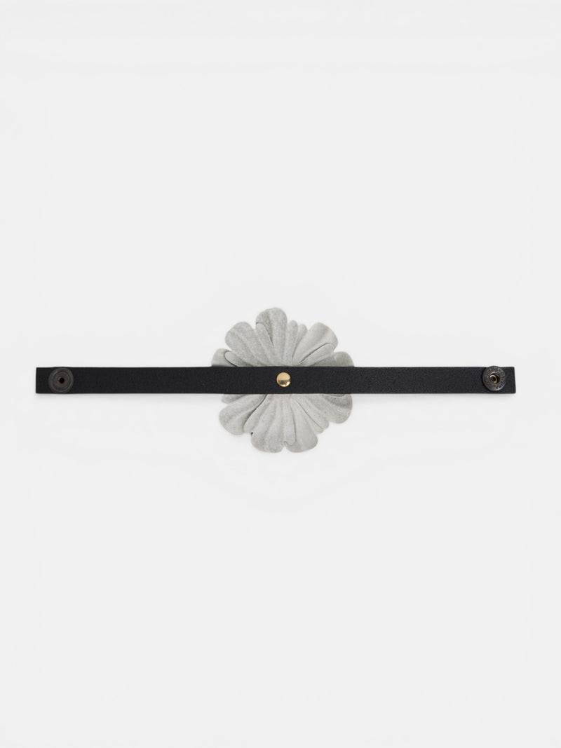 Bracelet soirée fleur cuir bicolore