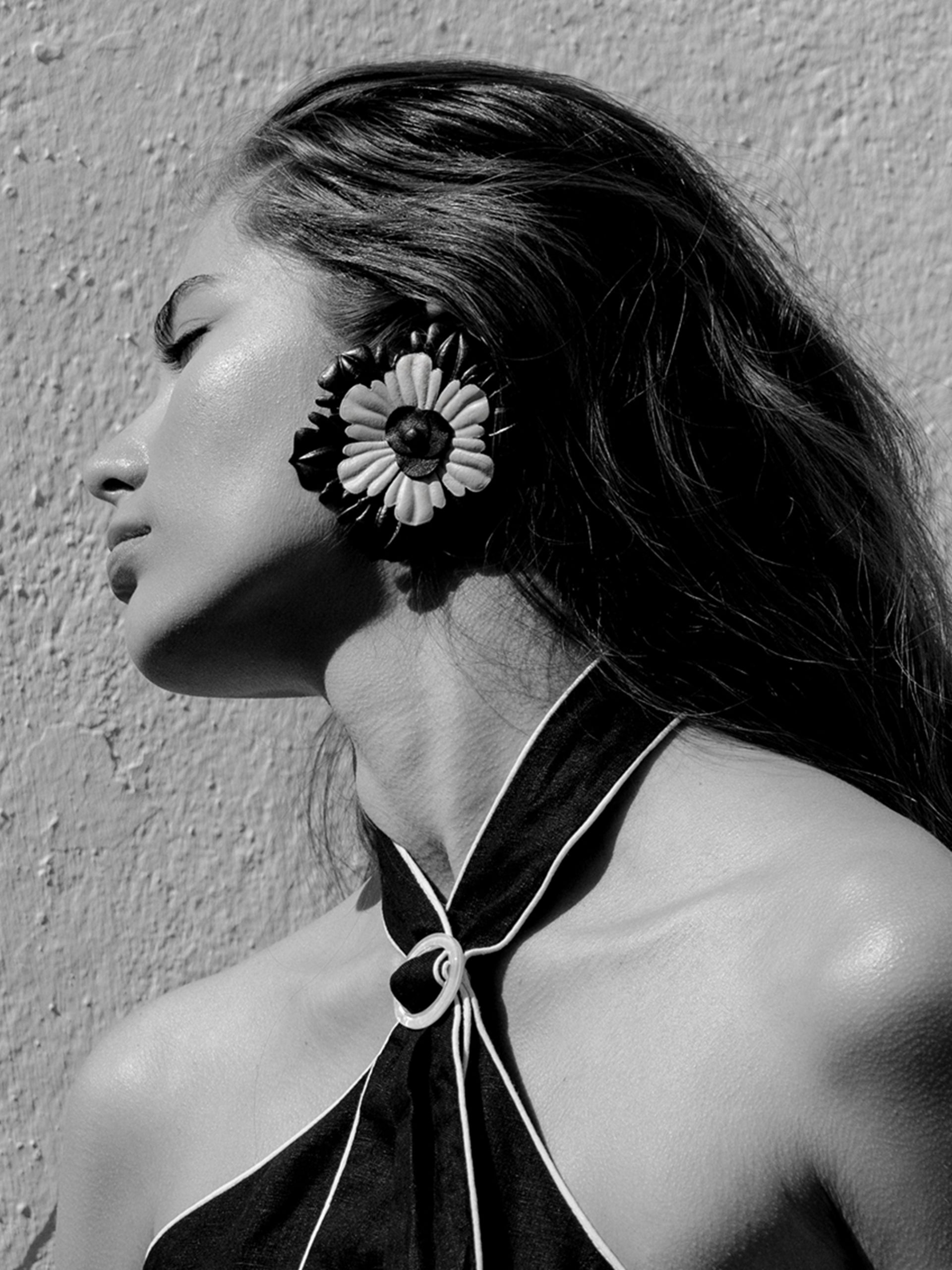 Pendientes velada flor napa bicolor