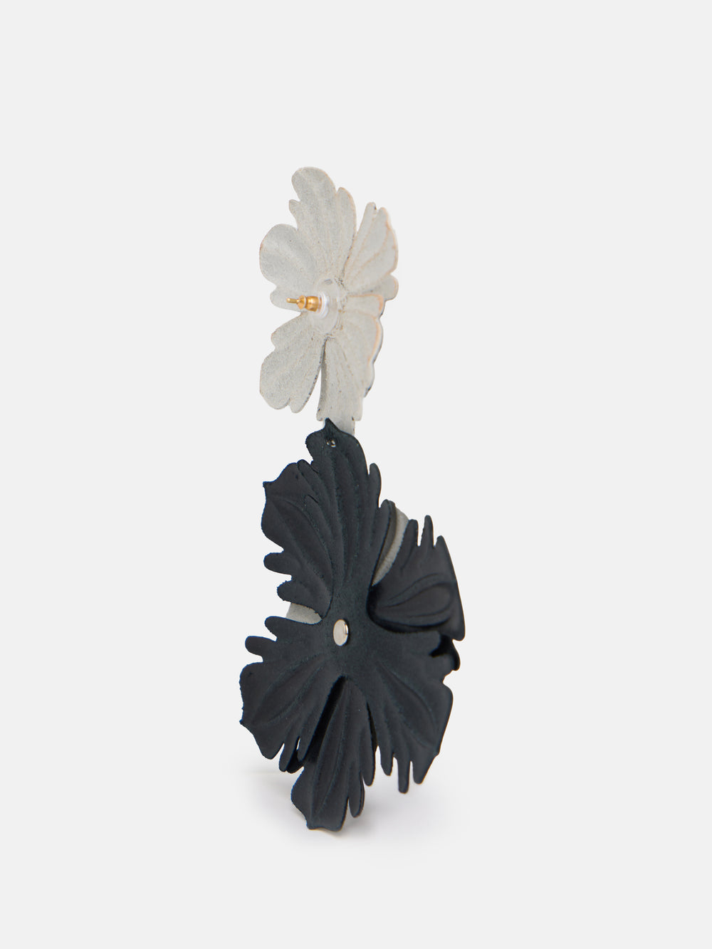 Pendiente largo velada flor napa bicolor