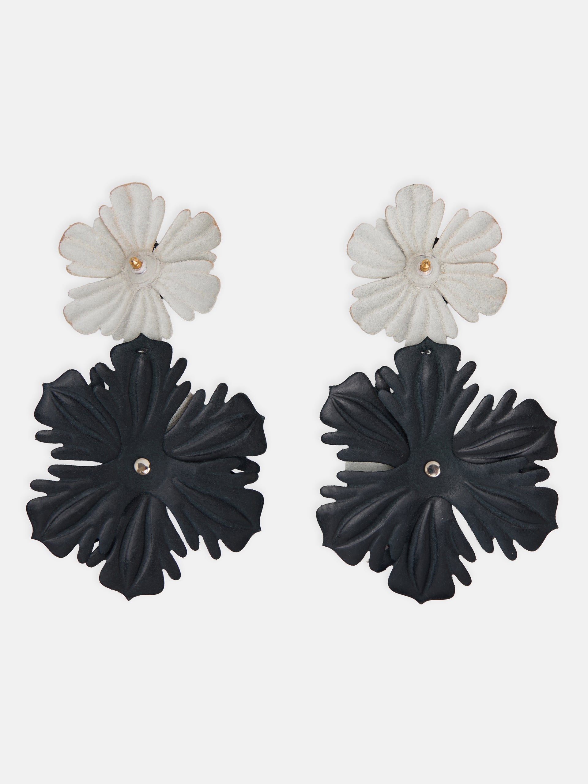 Pendiente largo velada flor napa bicolor