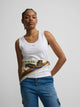 Débardeur femme blanc avec application en cristal