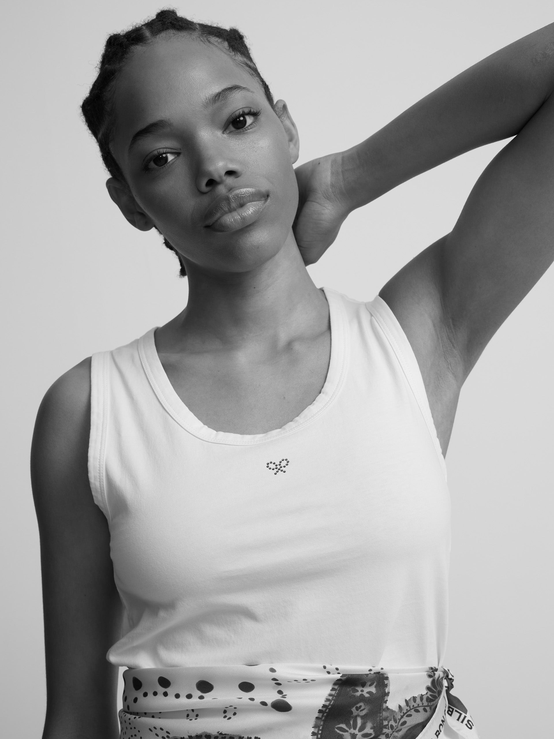 Débardeur femme blanc avec application en cristal