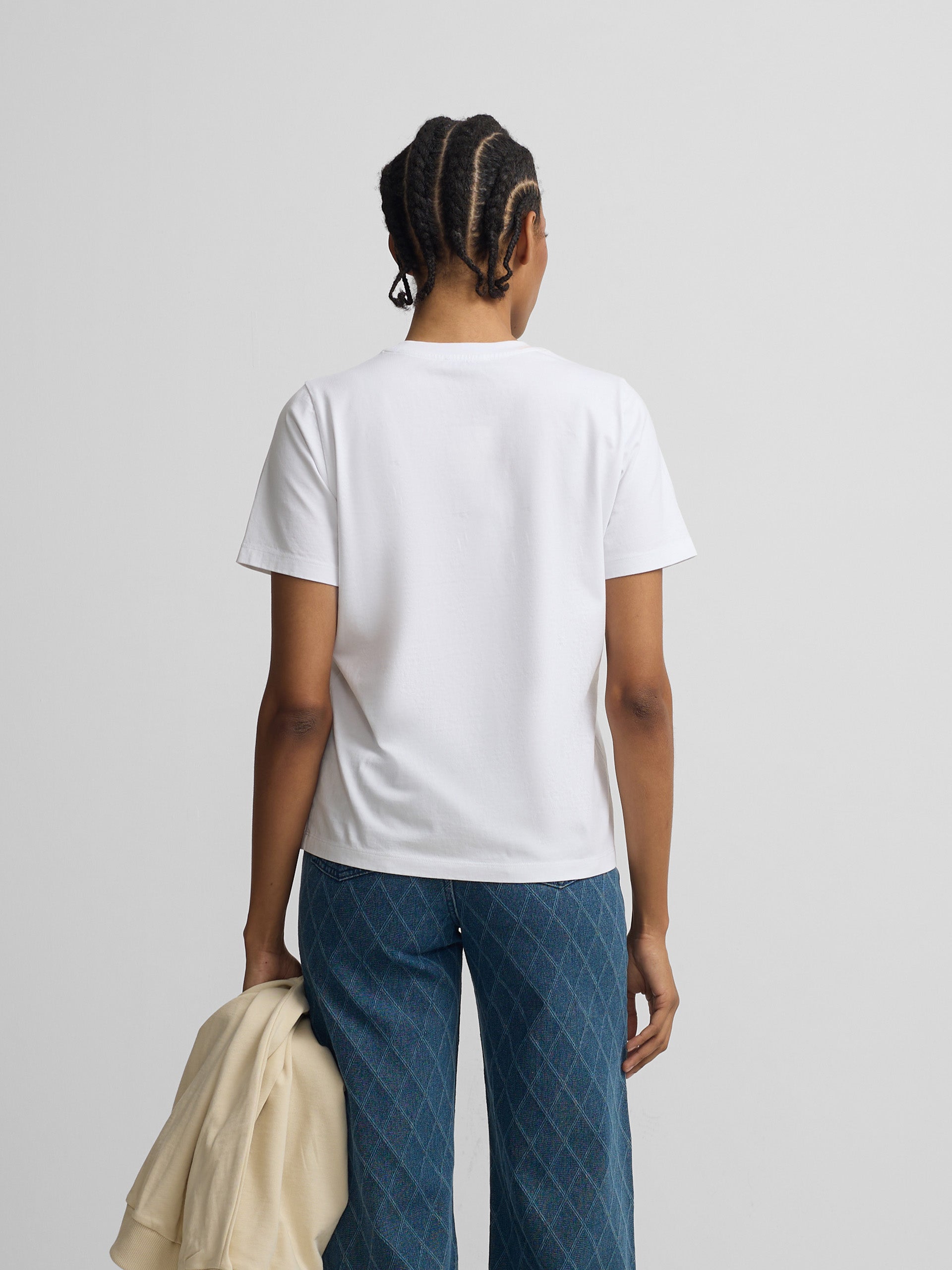 White women's t-shirt with crystal application