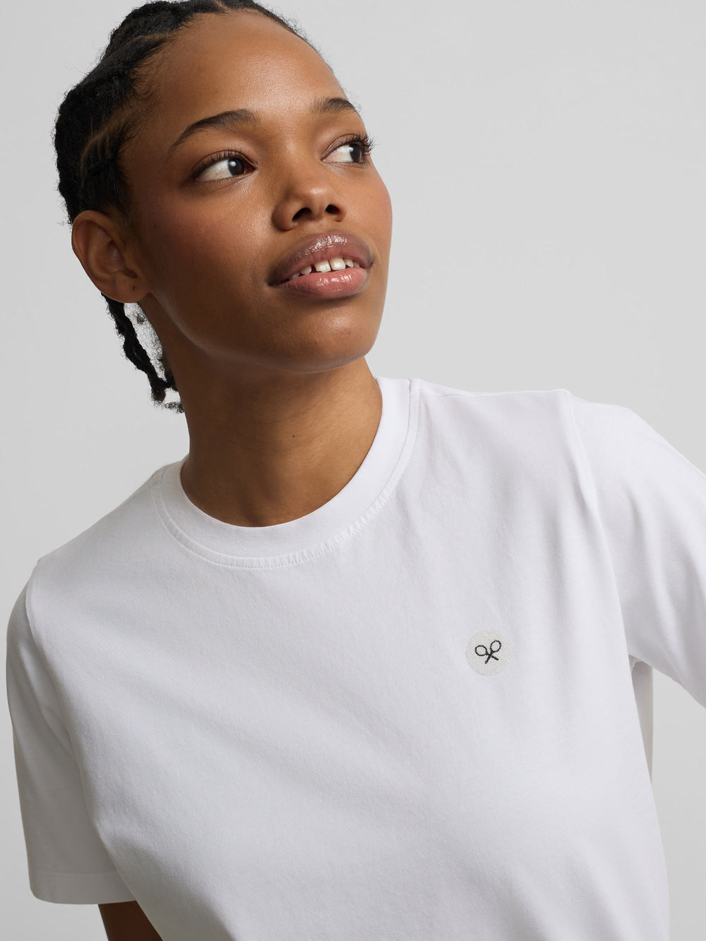 Camiseta woman blanca aplicacion cristal