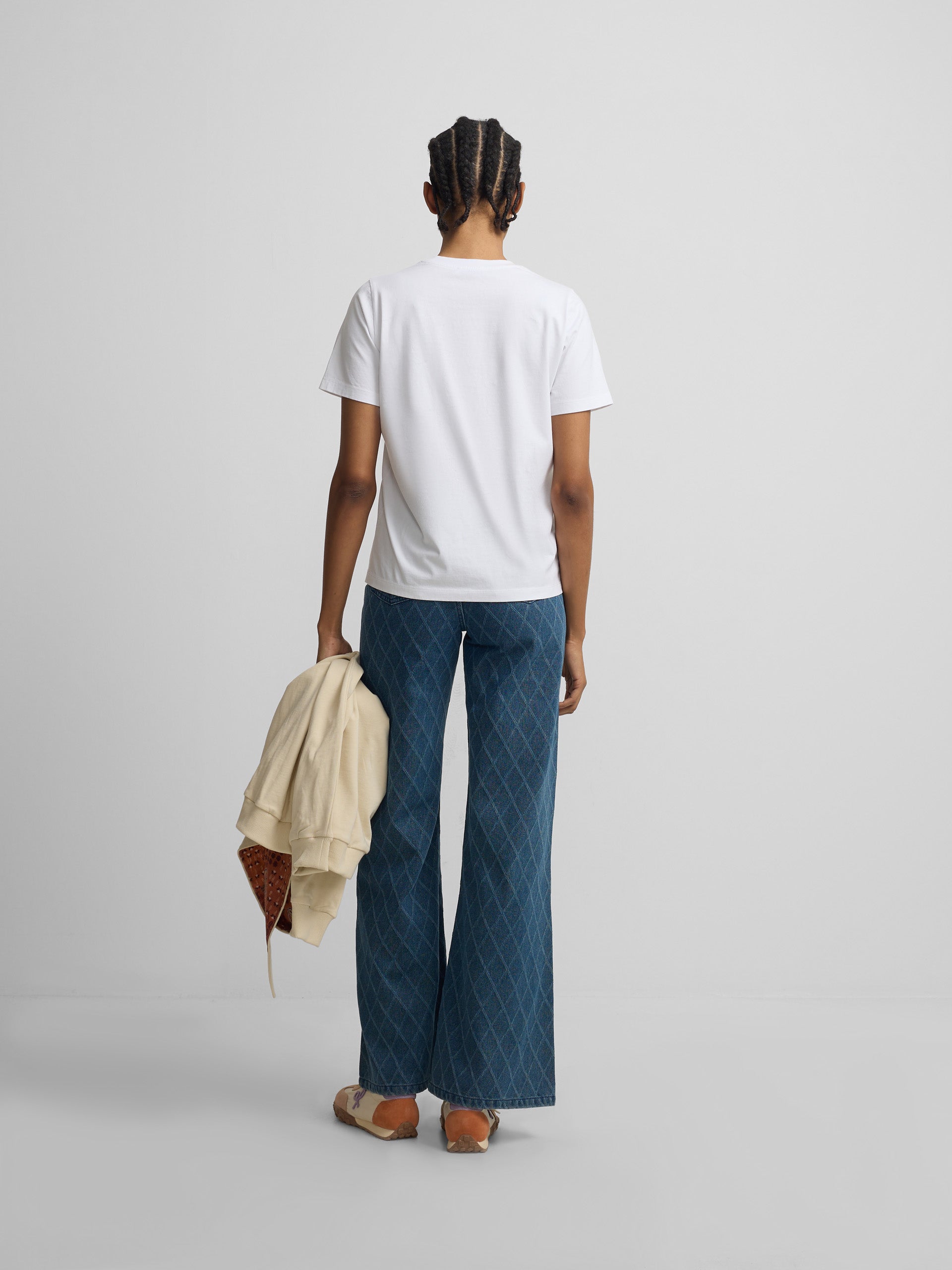 White women's t-shirt with crystal application